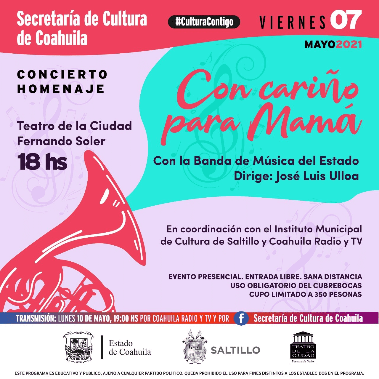 CULTURA COAHUILA FESTEJARÁ A MAMÁS EN SU DÍA CON UN GRAN CONCIERTO