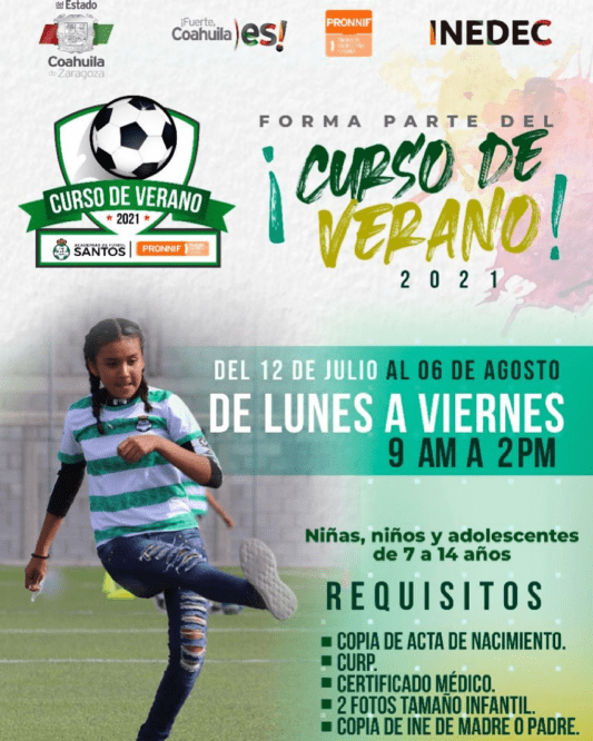 COAHUILA DA A CONOCER SEDES PARA INSCRIPCIONES AL CURSO DE VERANO 2021 SANTOS-PRONNIF