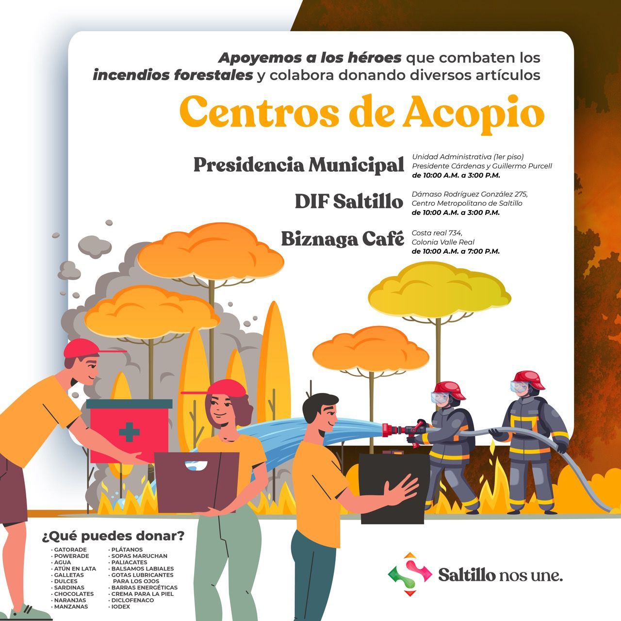 Abre Gobierno de Saltillo centros de acopio para héroes forestales