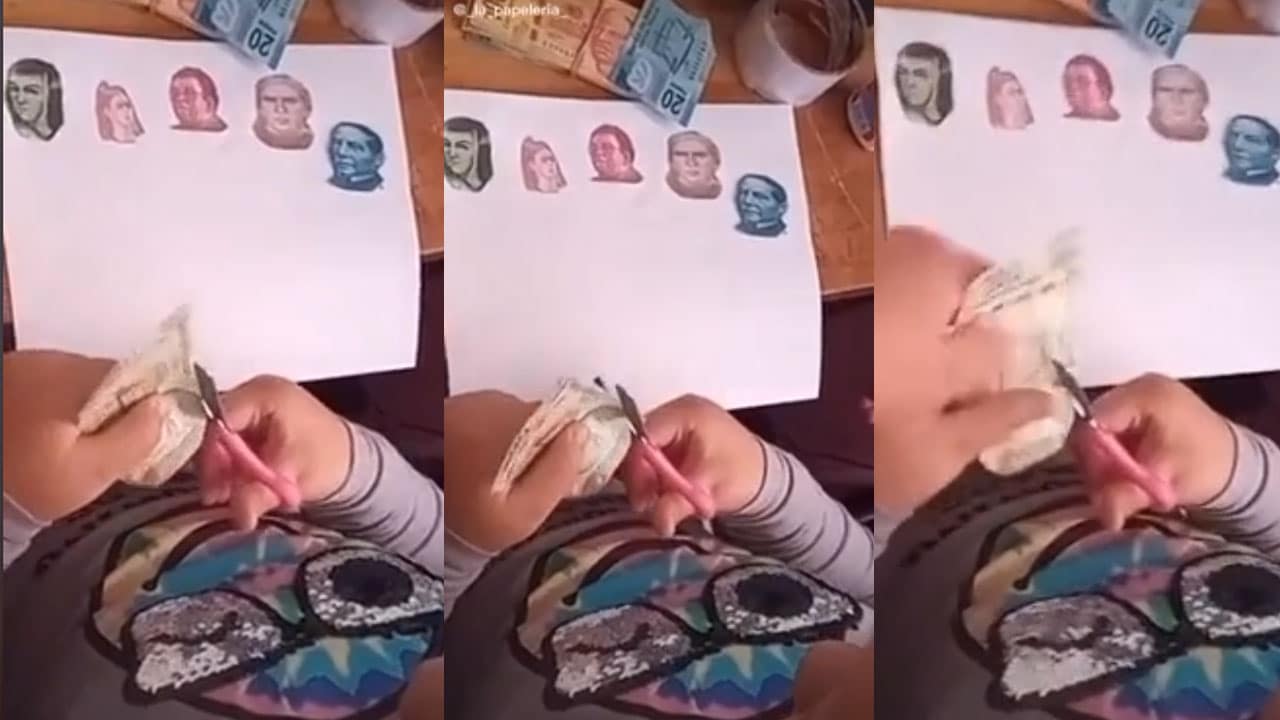 Niña recorta billetes para ilustrar su tarea y se vuelve viral en TikTok