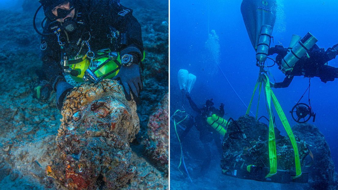 Hallan una cabeza de mármol de Hércules en los restos de un barco naufragado hace más de 2.000 años