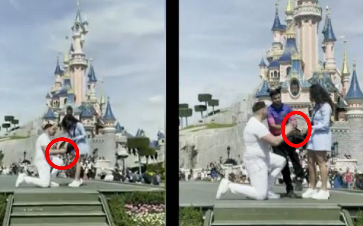 ¡Epic Fail! Hombre intenta pedir matrimonio a novia en Disneyland; trabajador se opone: «es una señal»