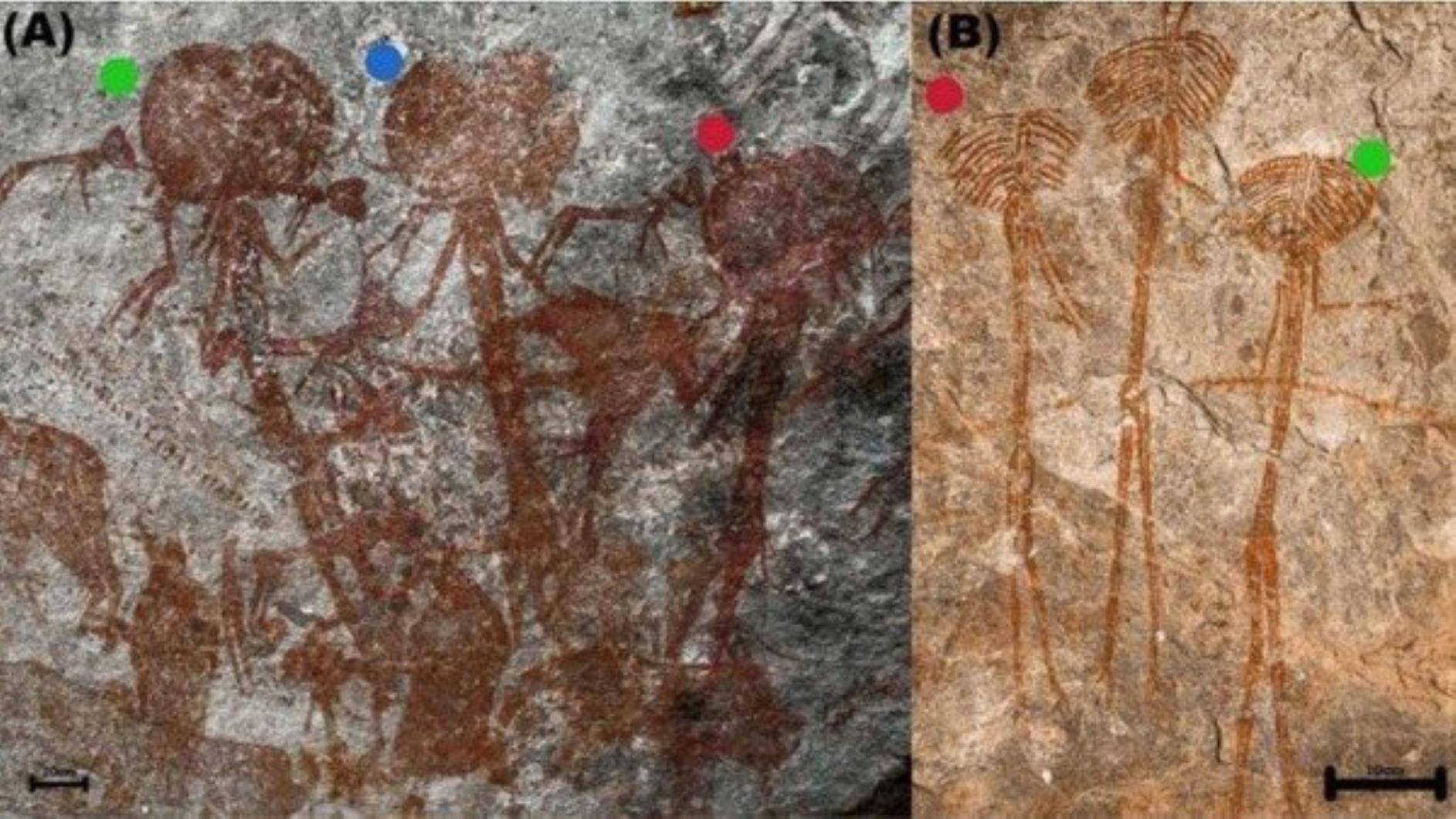 Encuentran en una cueva unas antiguas y espeluznantes figuras pintadas en la roca