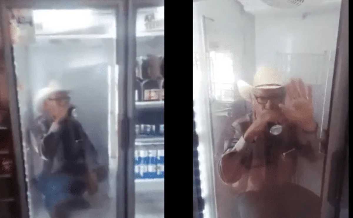 “Para refrescarse”: captan a hombre tomando cerveza dentro de refrigerador