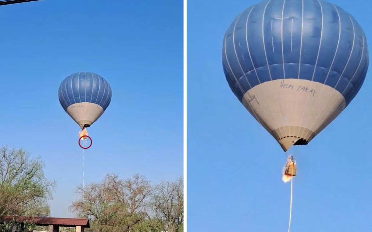 Se incendia globo aerostático en Teotihuacán; joven se arroja