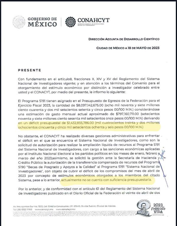 Conahcyt quita apoyo a investigadores por falta de presupuesto