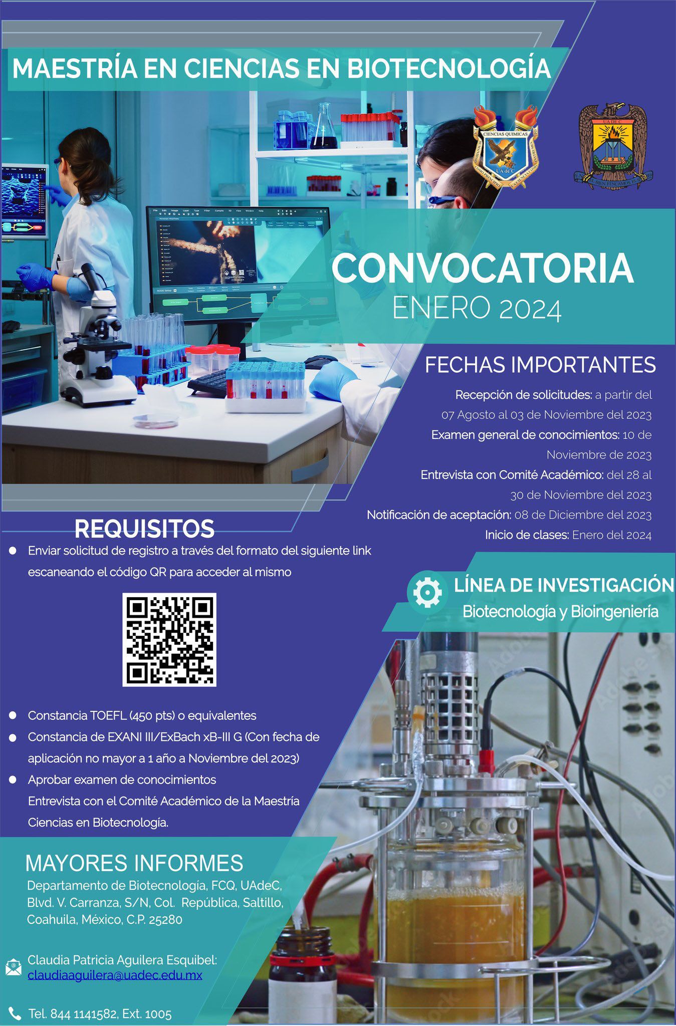 Invita UAdeC a cursar posgrado en Biotecnología