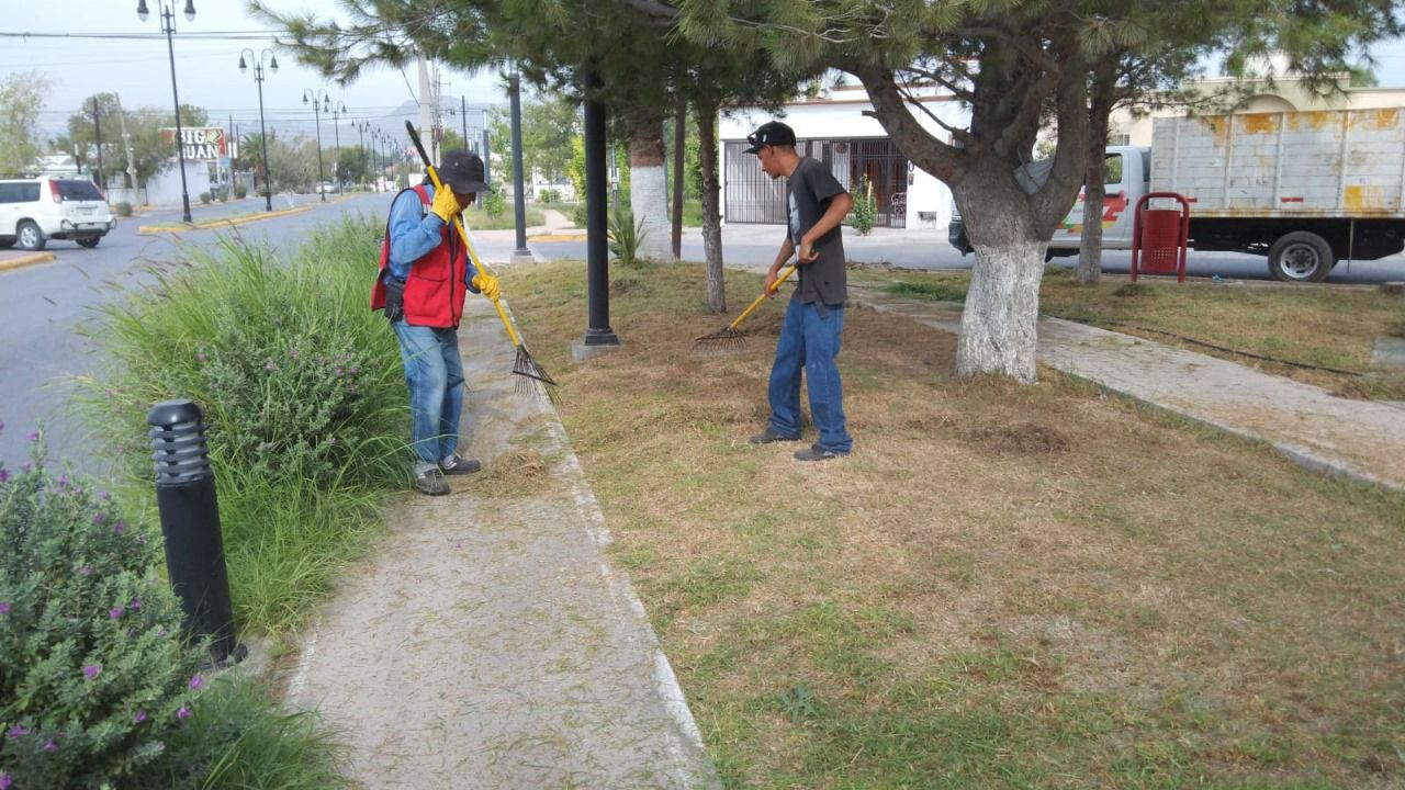 EMPLEADOS MUNICIPALES TRABAJAN EN EL MANTENIMIENTO CONSTANTE DE LAS PLAZAS PÚBLICAS