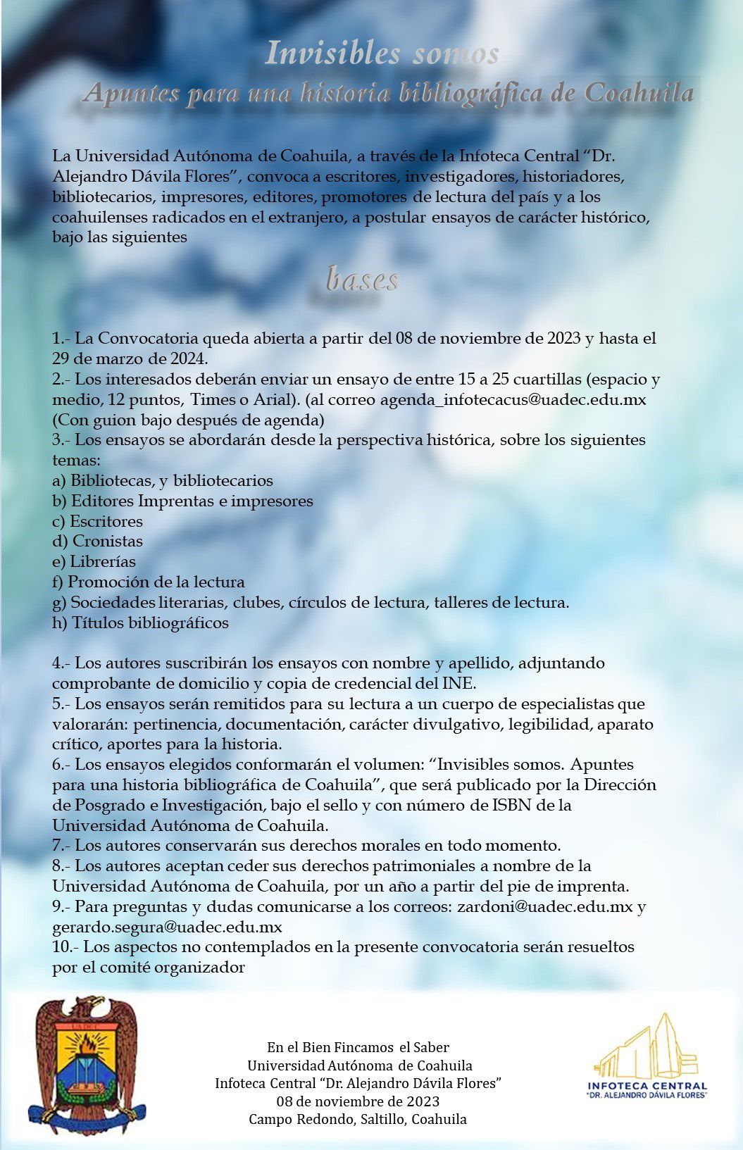 Invita UAdeC a participar en publicación colectiva
