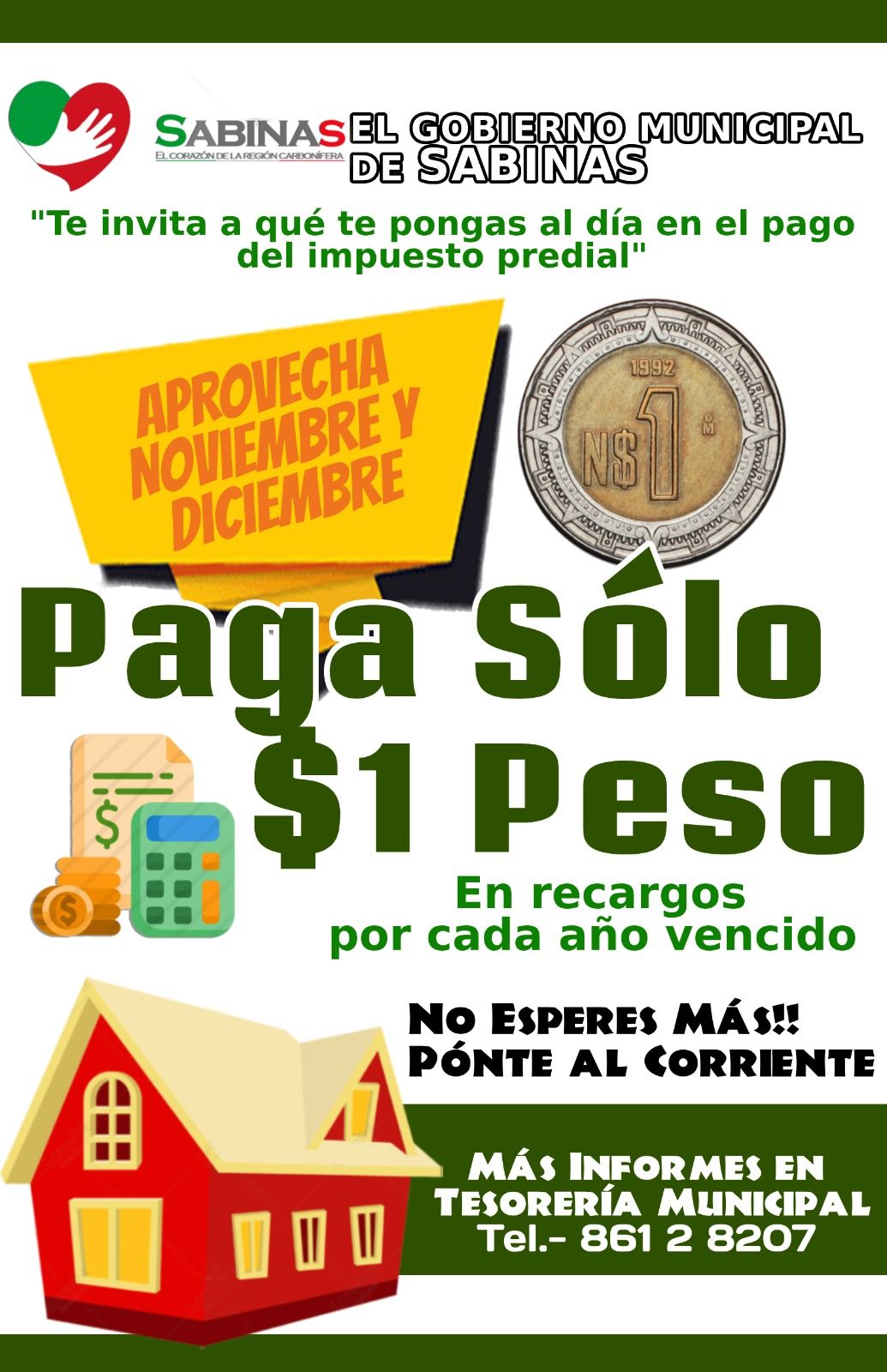 Invitan a pagar un peso por recargos del predial