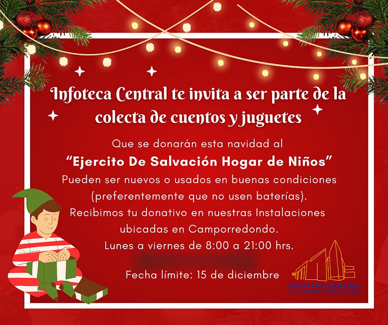 Invita INFOTECA CENTRAL a la colecta de Cuentos y Juguetes