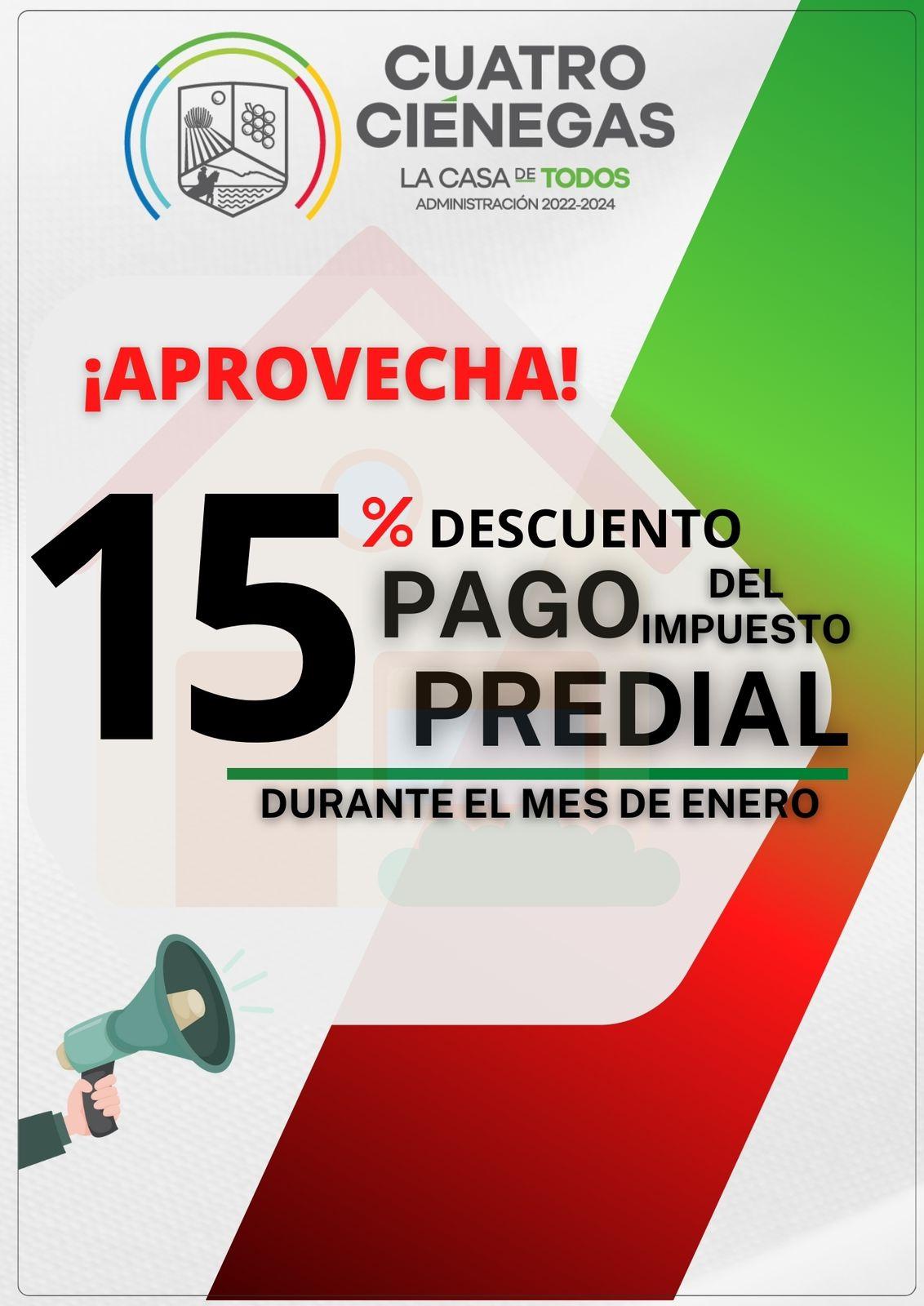 Aprovechan 15% en el pago del predial en 4C