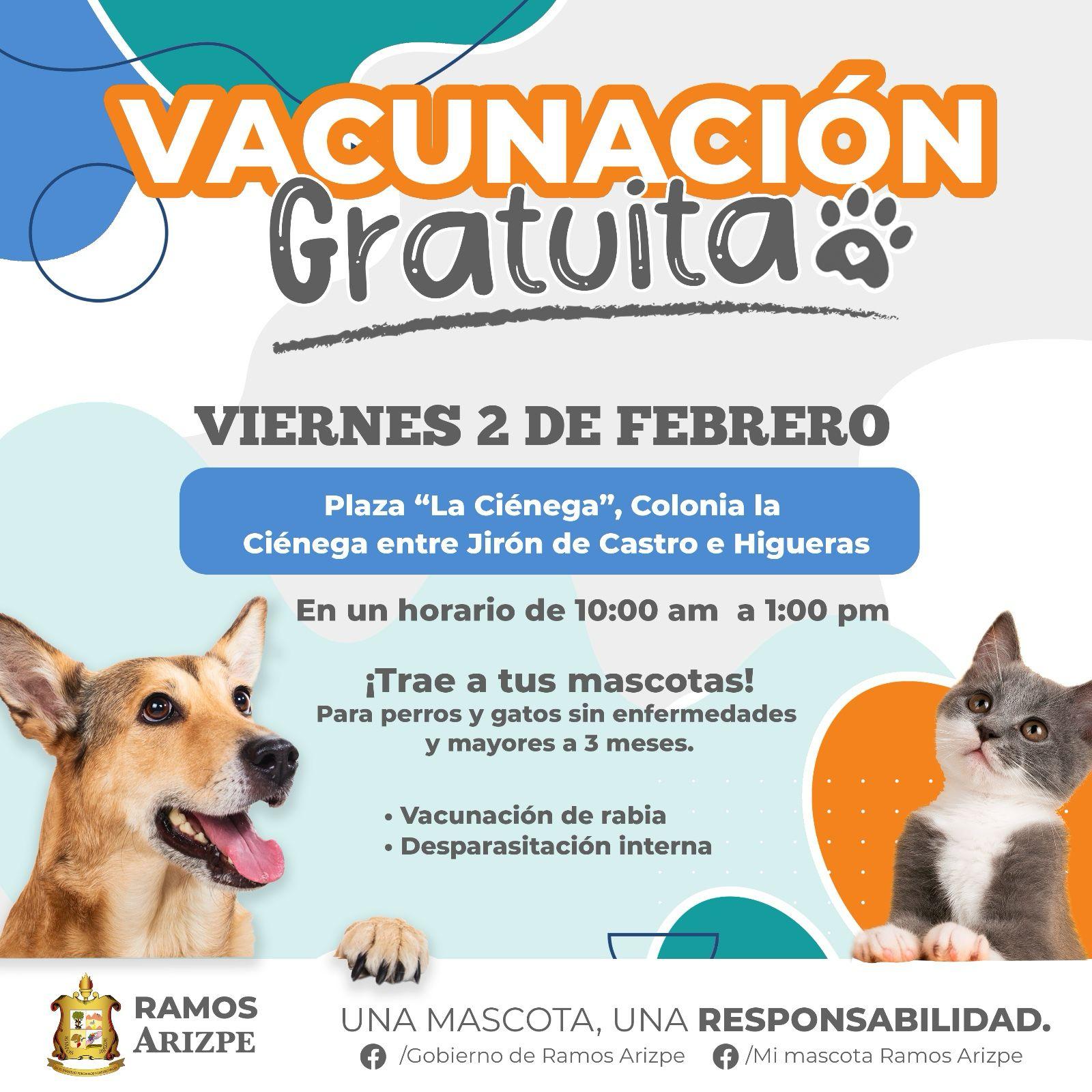 Invita Ramos Arizpe a vacunar a mascotas