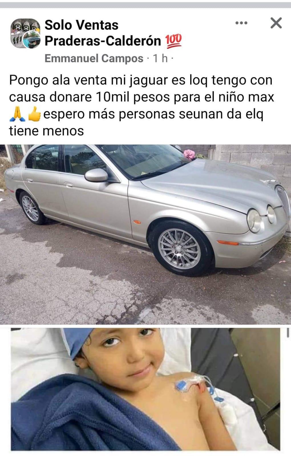 Vende su auto Jaguar; una parte irá para Max