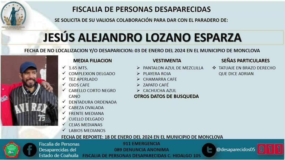 Piden ayudar para ubicar a hombre desaparecido