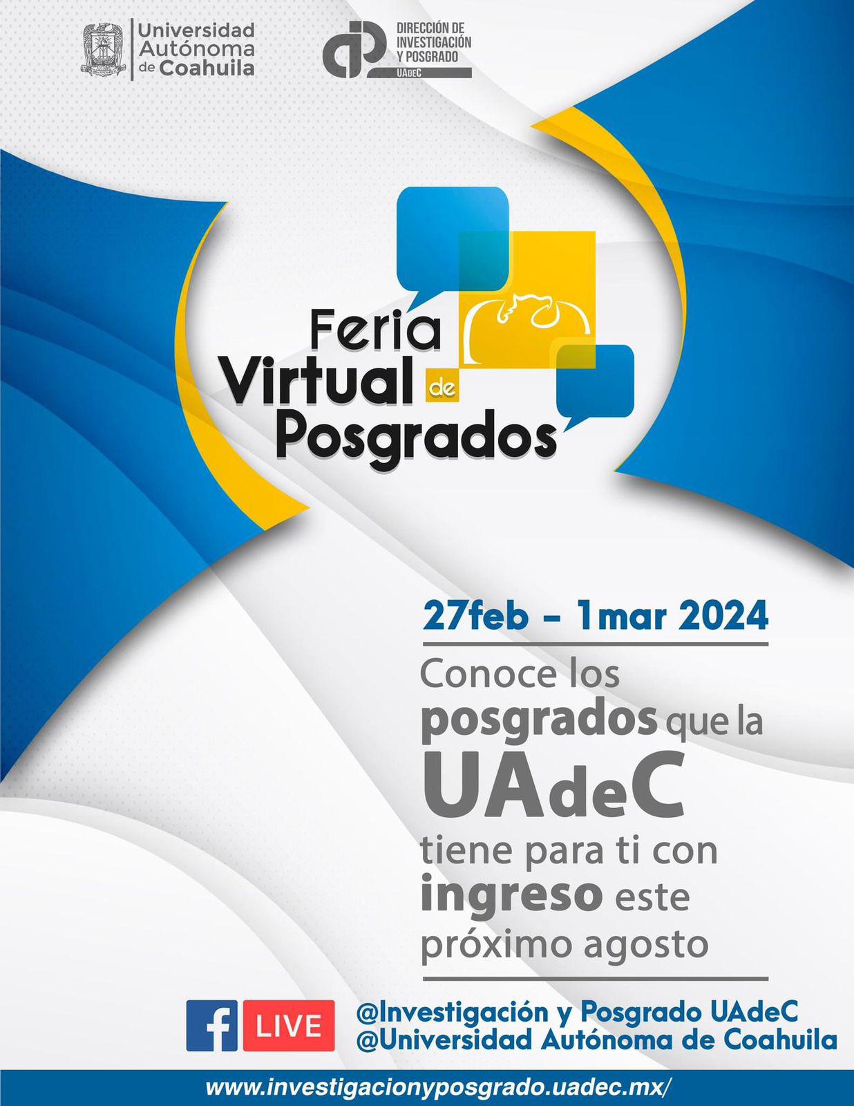 Anuncia UAdeC feria virtual de Posgrados