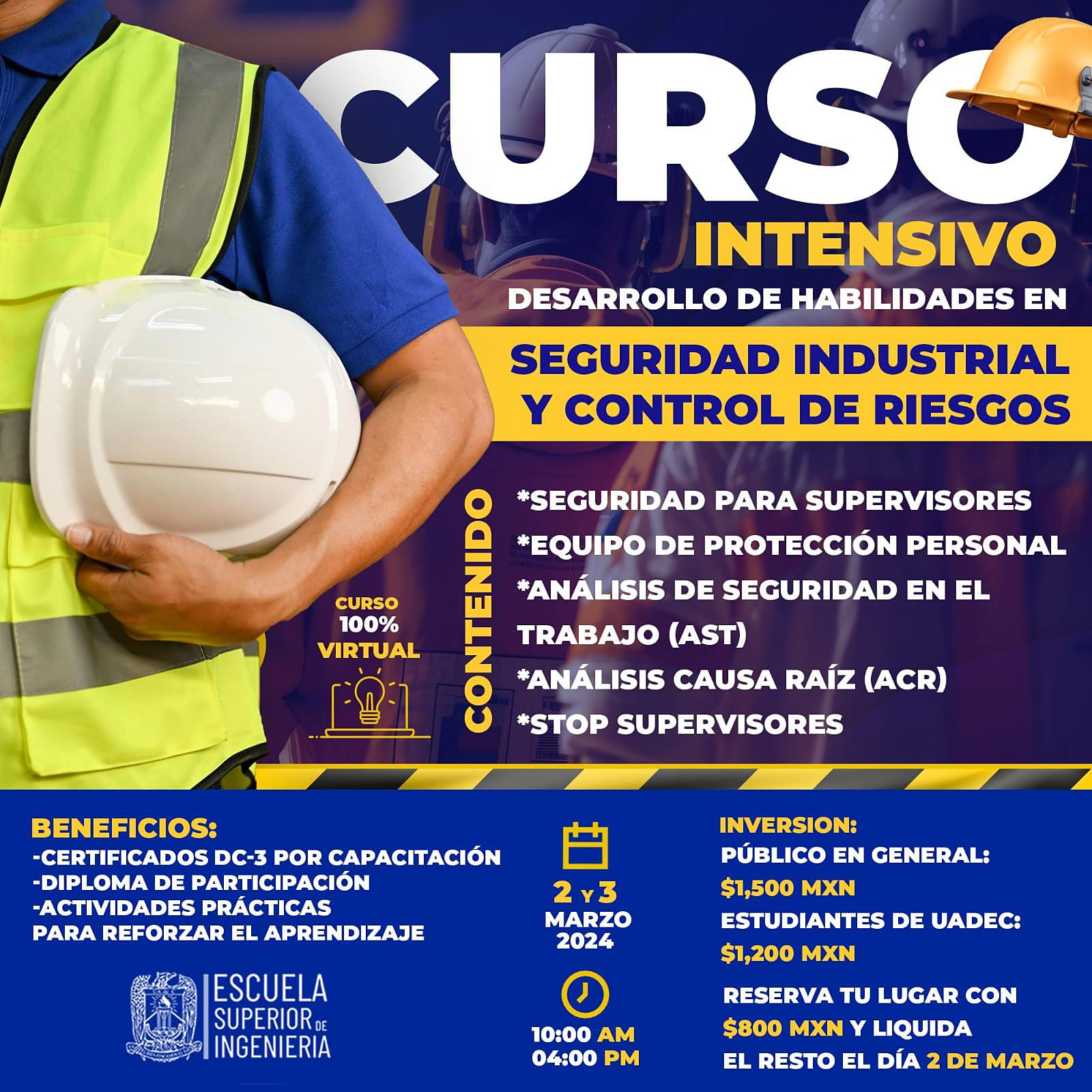 Invitan a curso sobre Seguridad Industrial y Control de Riesgos