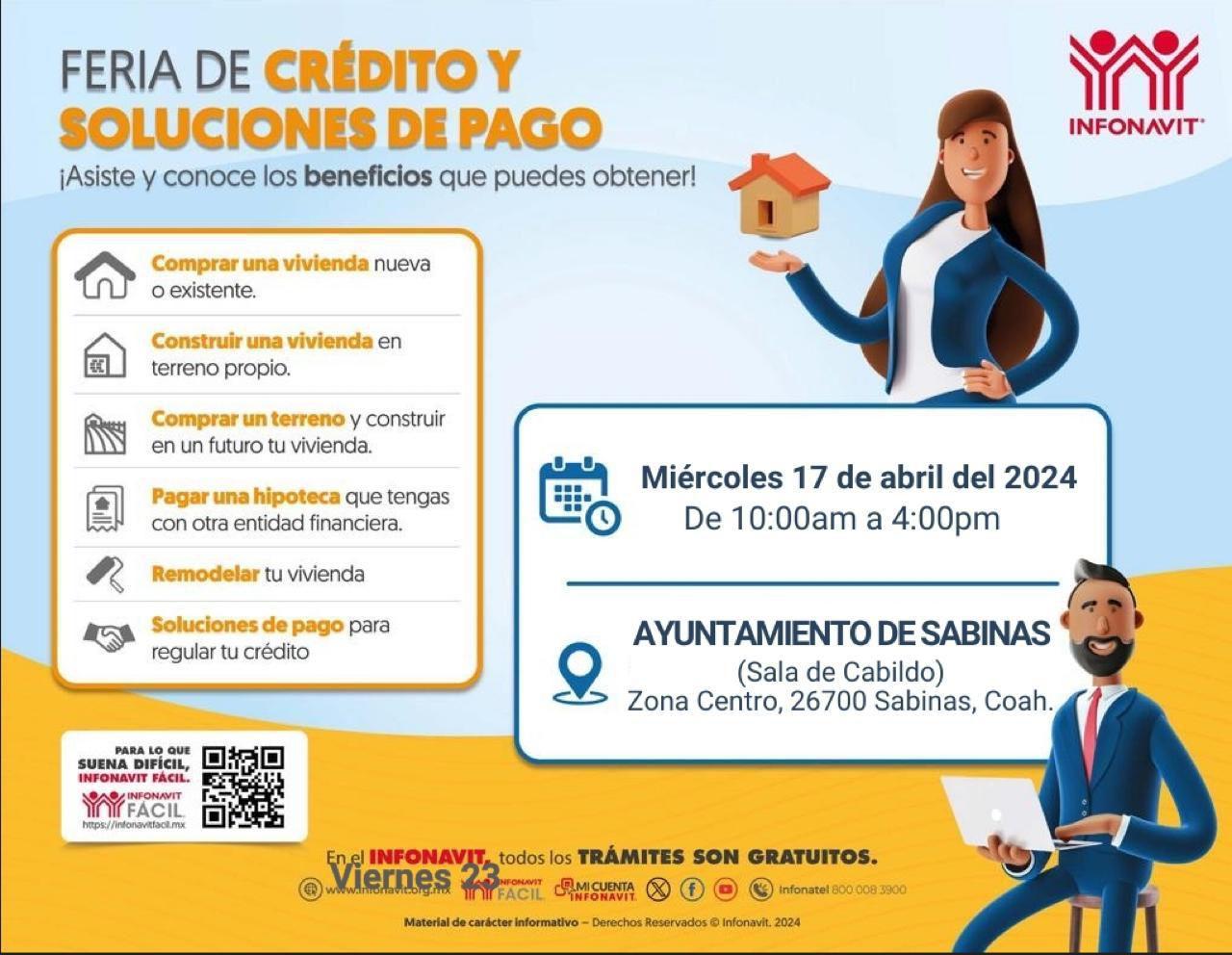 Mañana miércoles en Sabinas, Feria del Infonavit
