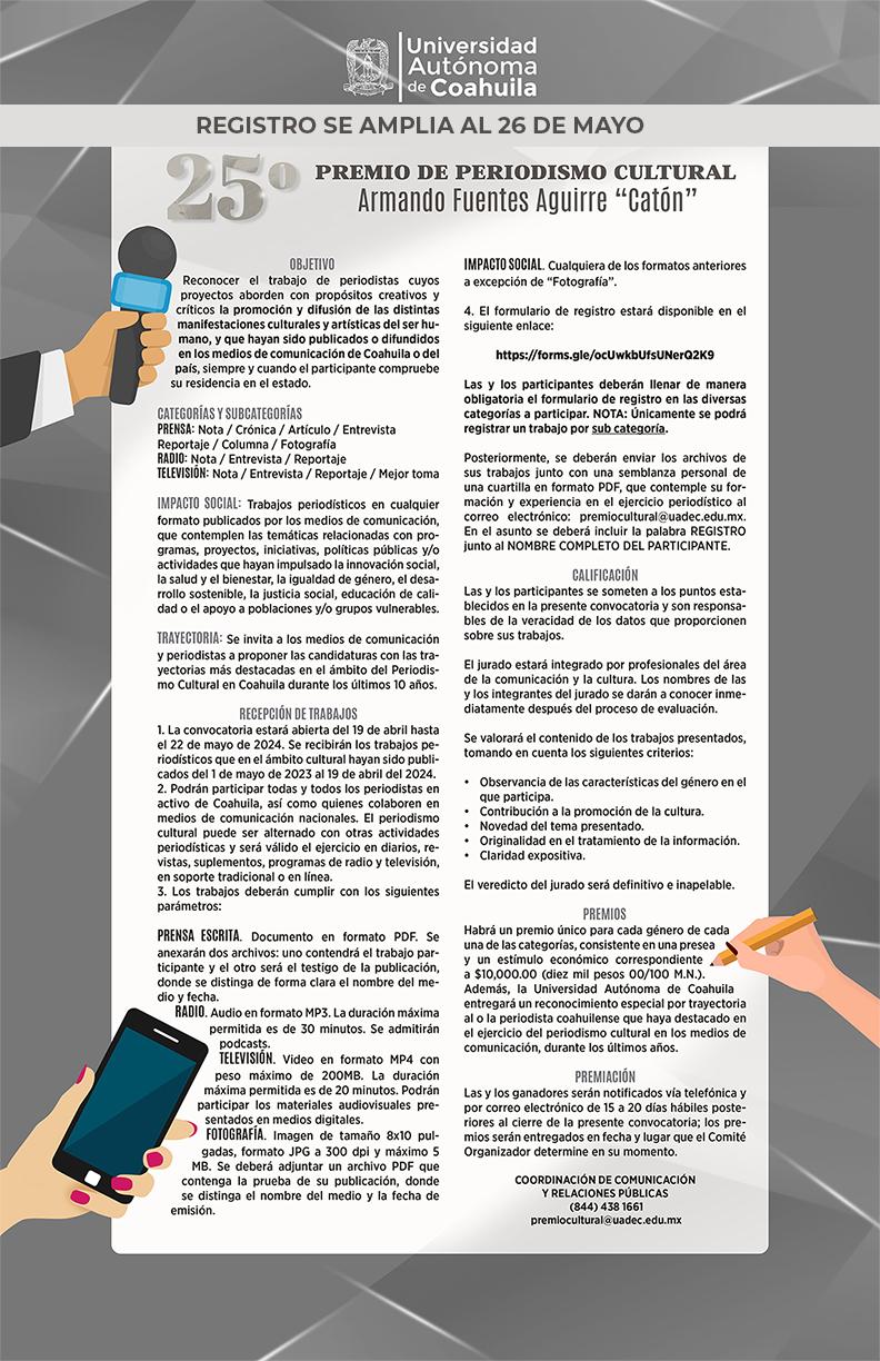 Hoy vence registro para el premio de periodismo cultural