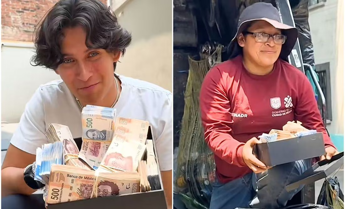 Influencer Alexis Omman regala medio millón de pesos a recolectora de basura de la CDMX: VIDEO