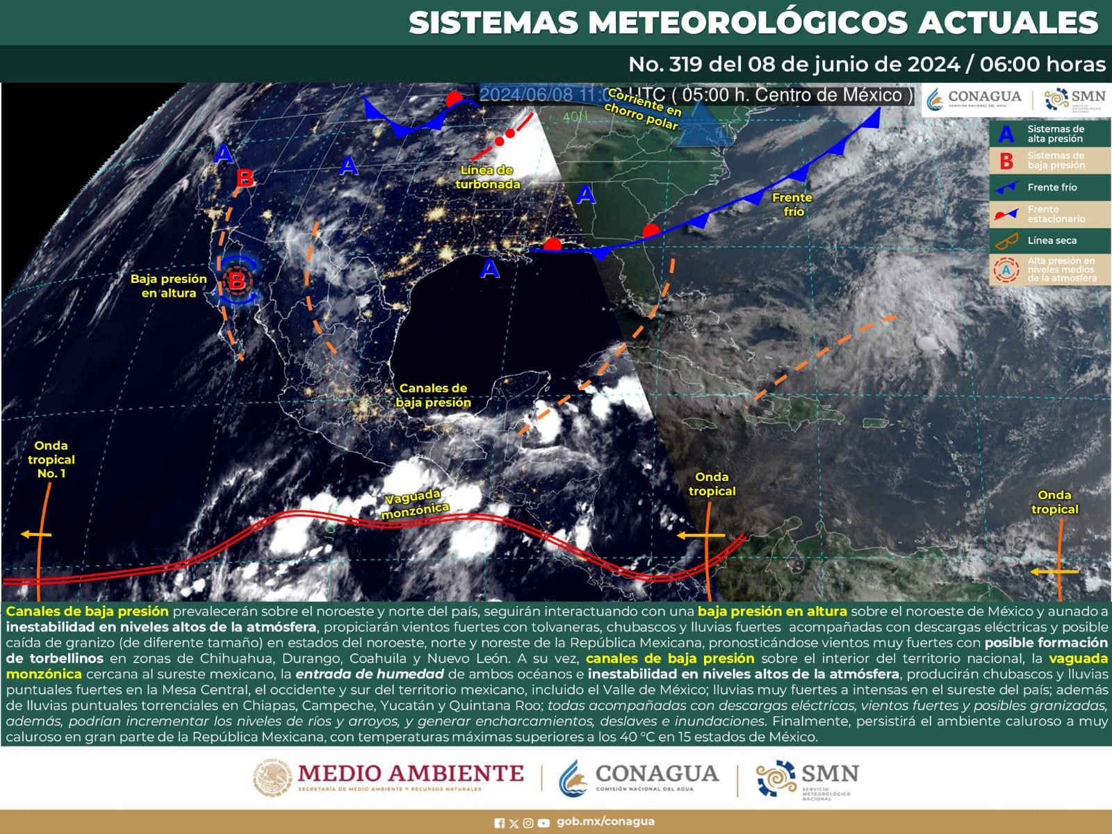 Continúa el calor intenso lluvias y fuertes vientos