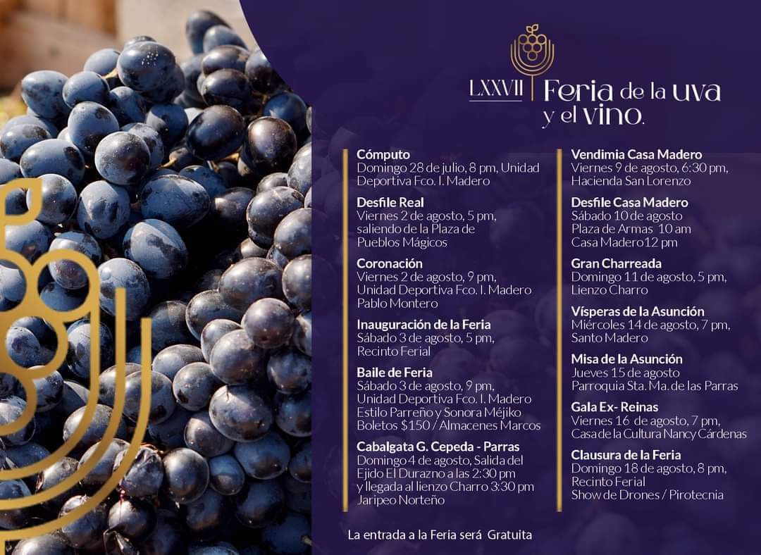 Invita Parras a Feria de la Uva y del Vino 2024