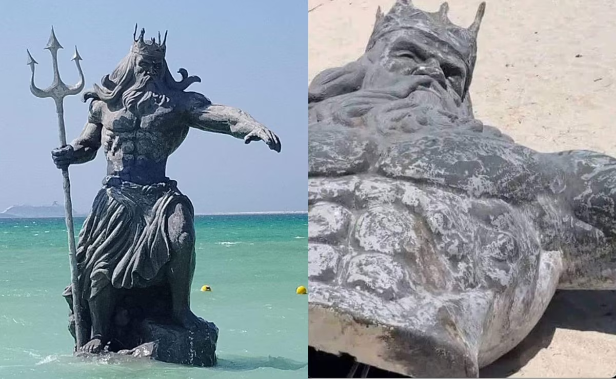 Surgen imágenes de Poseidón destruido en Yucatán ¿Ya lo derribaron?