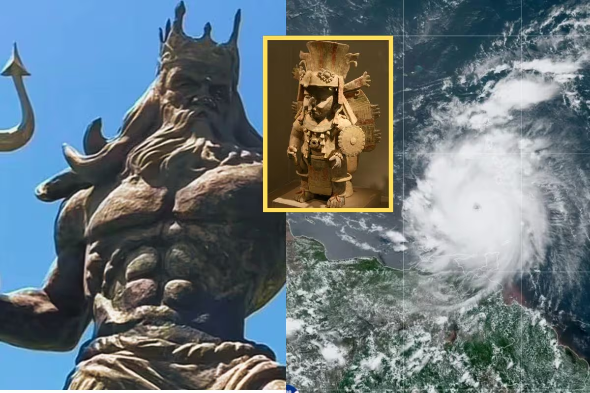 Yucatecos planean destruir estatua de Poseidón ante llegada del Huracán Beryl para “calmar” a Chaac