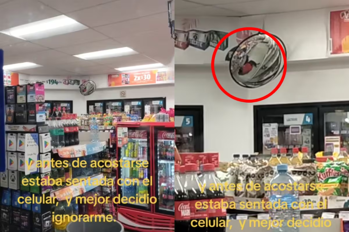 Cajera de Oxxo se esconde para no atender a clientes en la noche