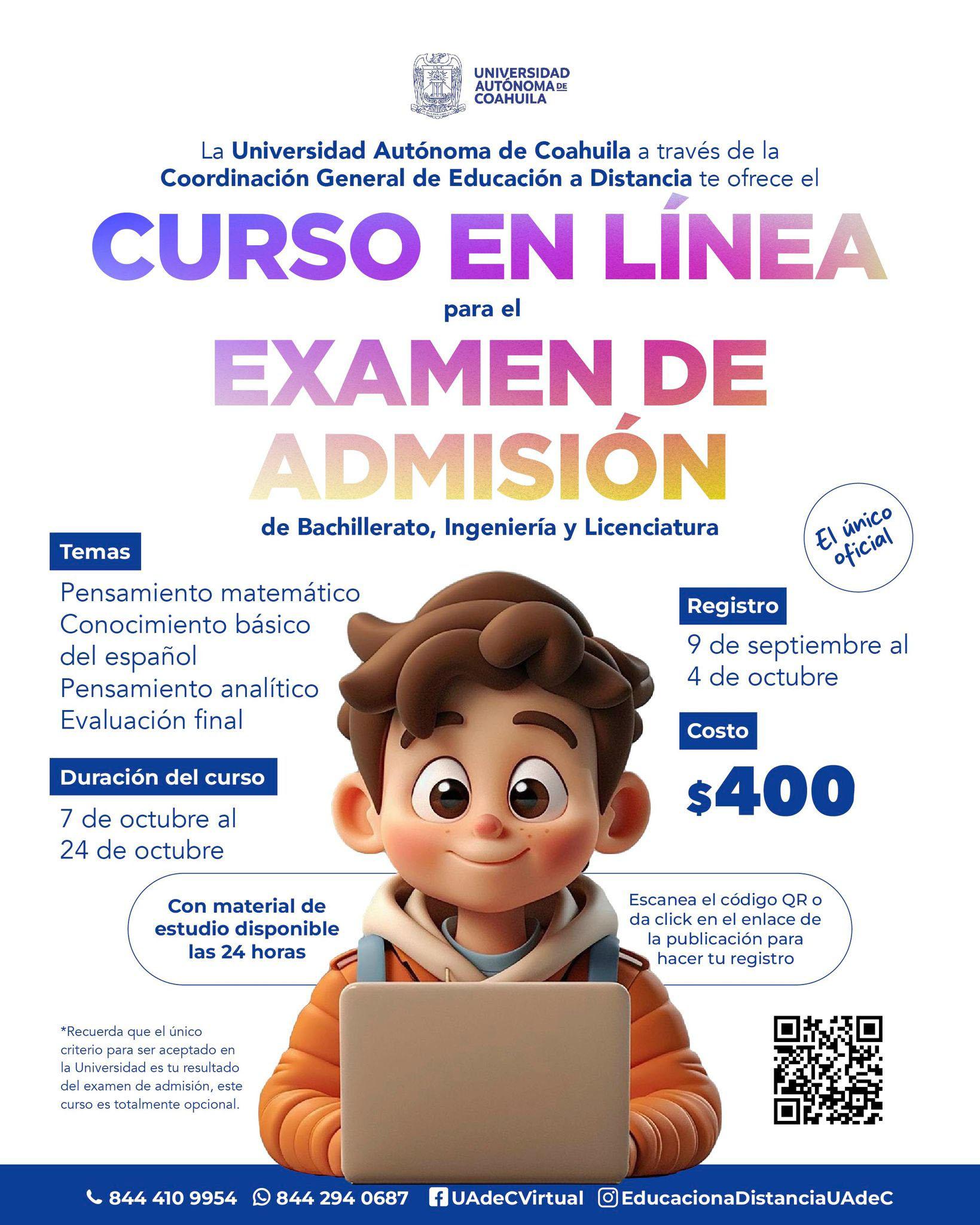 Impartirá curso para examen de admisión