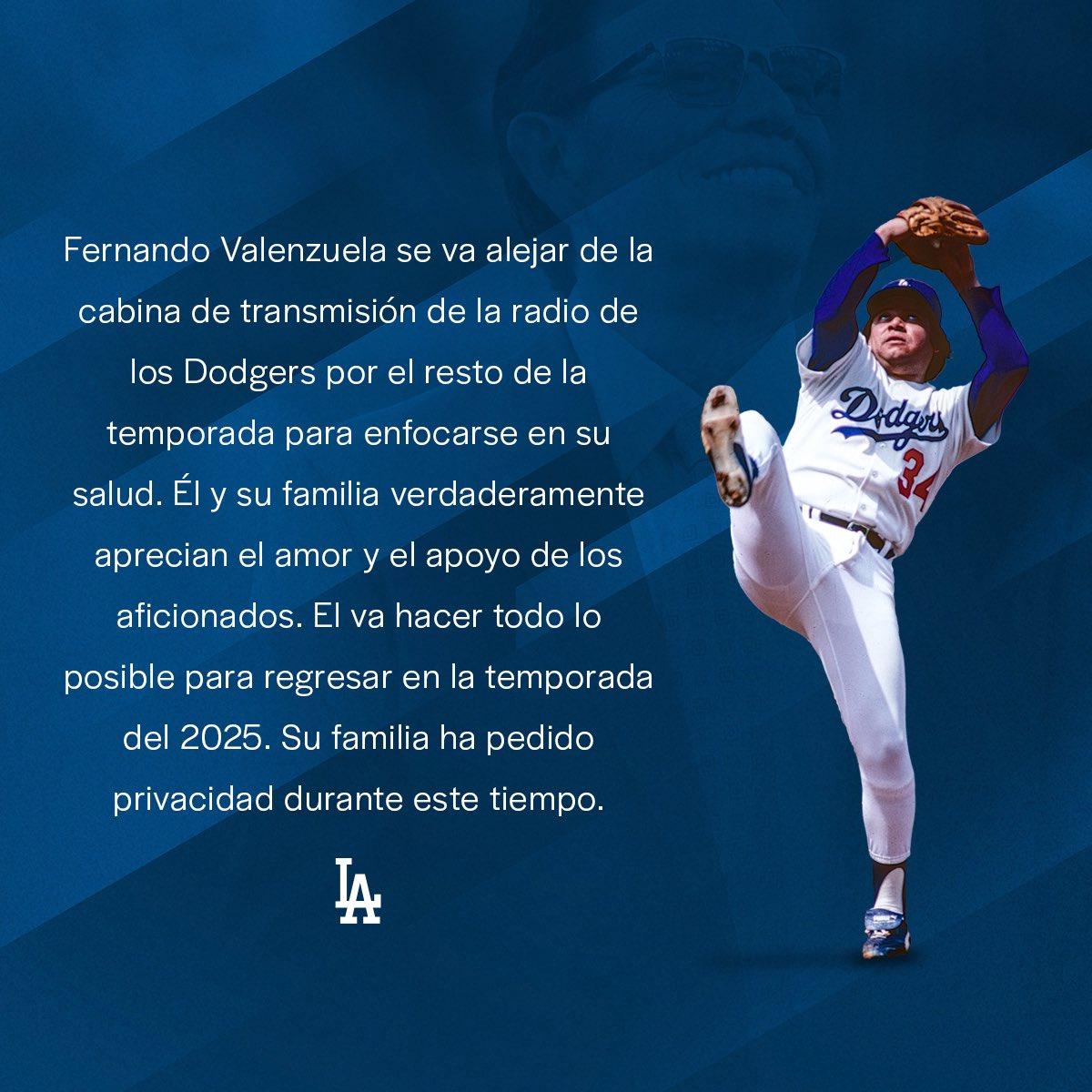 Dodgers emite comunicado sobre salud de Valenzuela