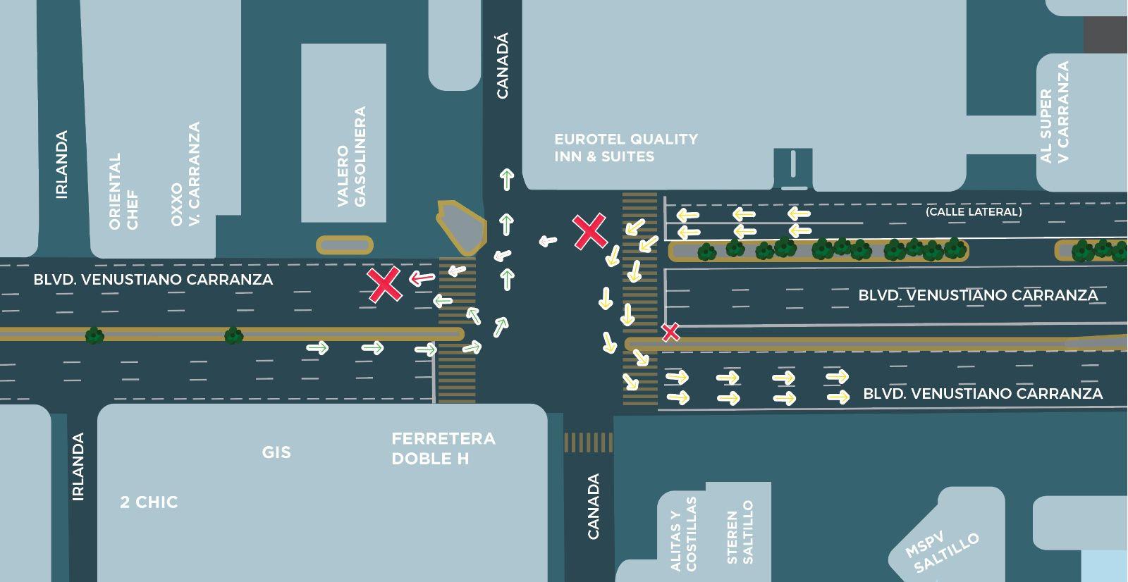 Inician ajustes viales en Bulevar Carranza