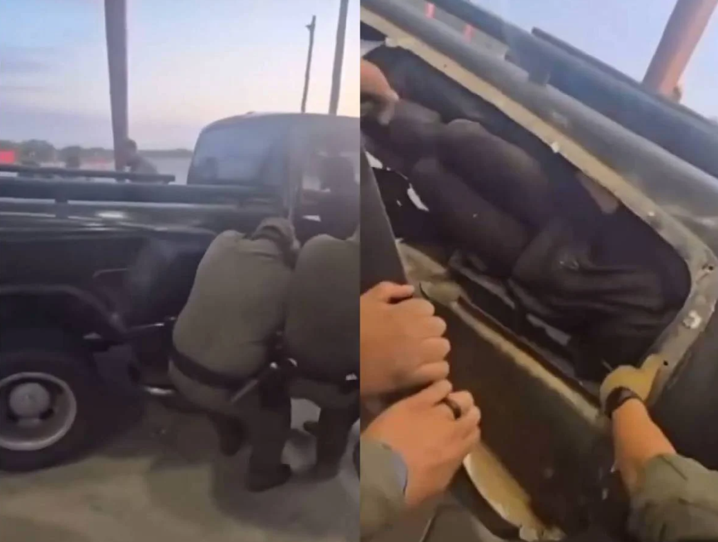 Hallan migrantes escondidos en chasis de camioneta en frontera de EU
