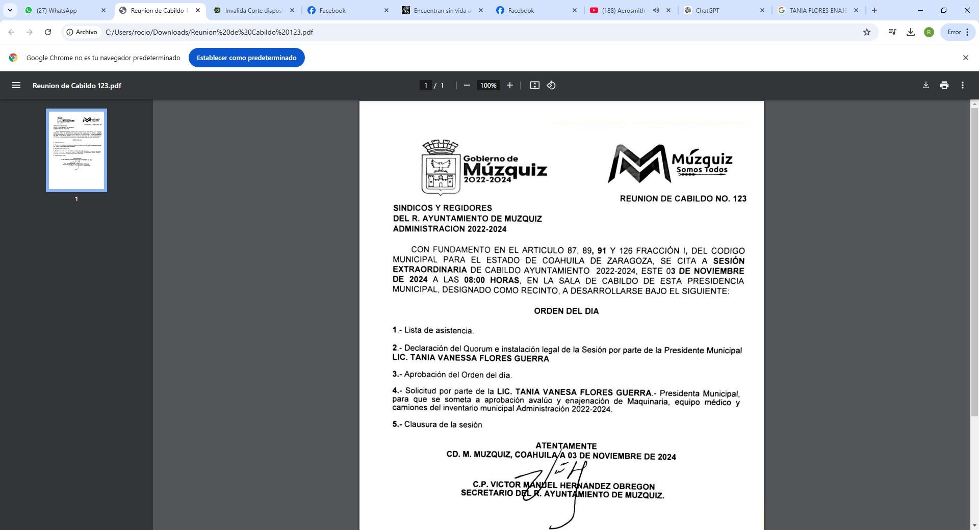 “Madruguete” de Tania deja sin bienes al Ayuntamiento
