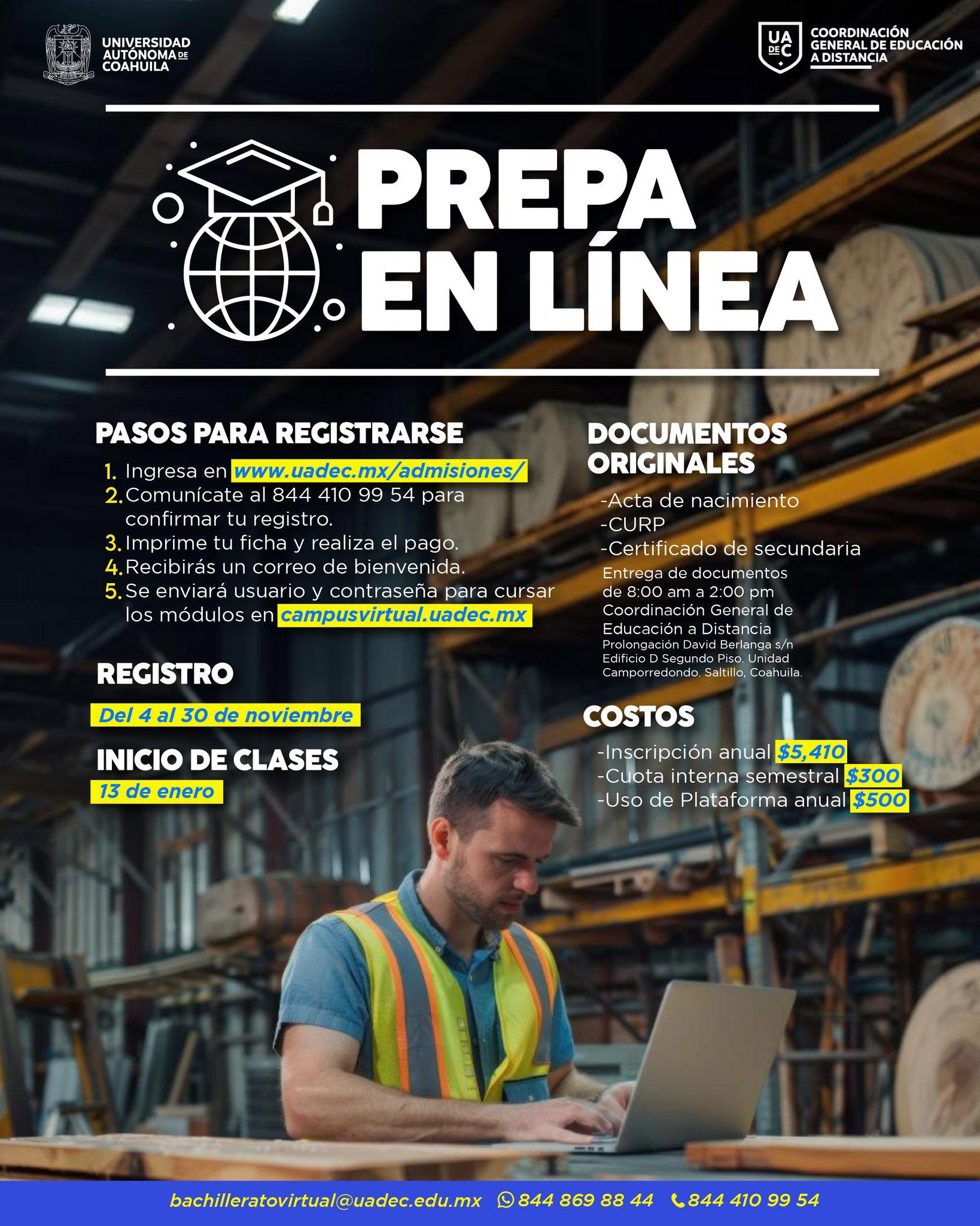 Invita UAdeC a cursar la preparatoria en línea