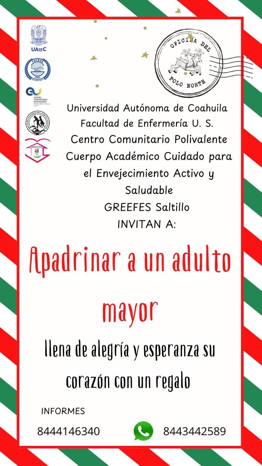 Invitan a apadrinar a un adulto mayor