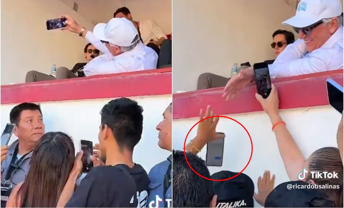Salinas Pliego sufre descuido al tirar celular de fan en Plaza de Toros México; “mejor cómprese uno en Elektra”