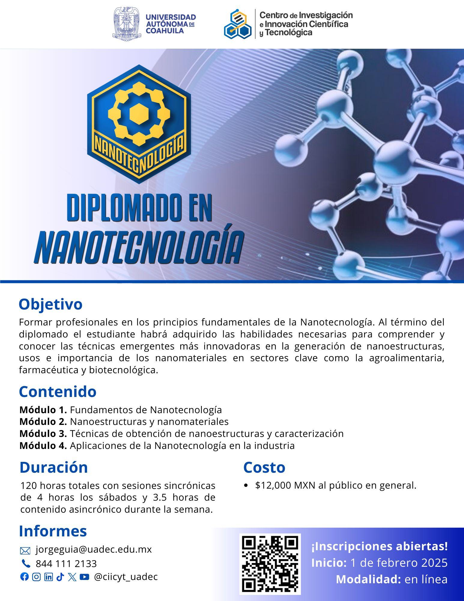 Invita a diplomado en nanotecnología