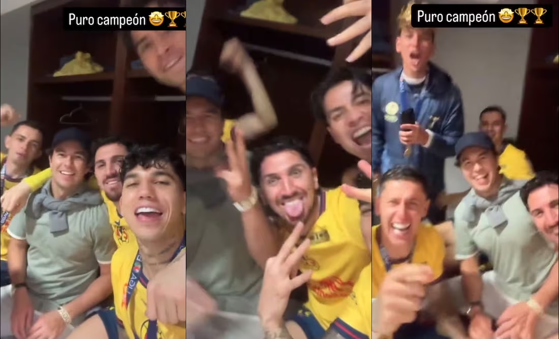 Checo Pérez bajó a los vestidores para festejar con los jugadores del América; así la pasó el piloto