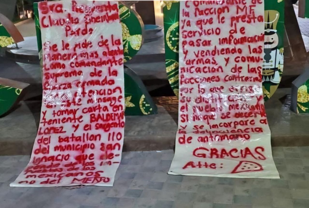 Sheinbaum responde a narcomanta firmada por ‘Los Chapitos’: ‘No necesariamente dicen la verdad’