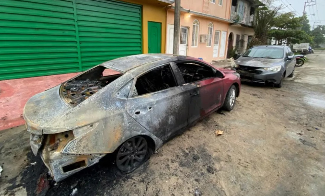 Quema de autos en Tabasco por captura de líder de «La Barredora»