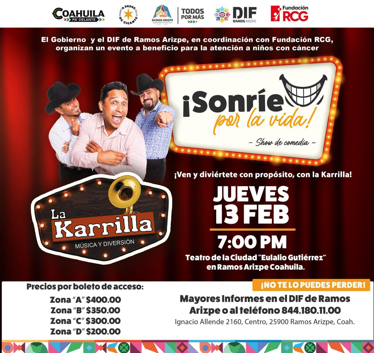 Invita Ramos Arizpe a sonreír por una buena causa con La Karrilla
