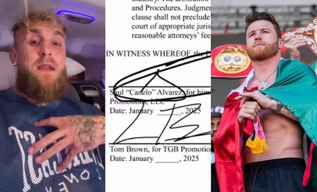 Jake Paul muestra supuesto contrato firmado por Canelo Álvarez
