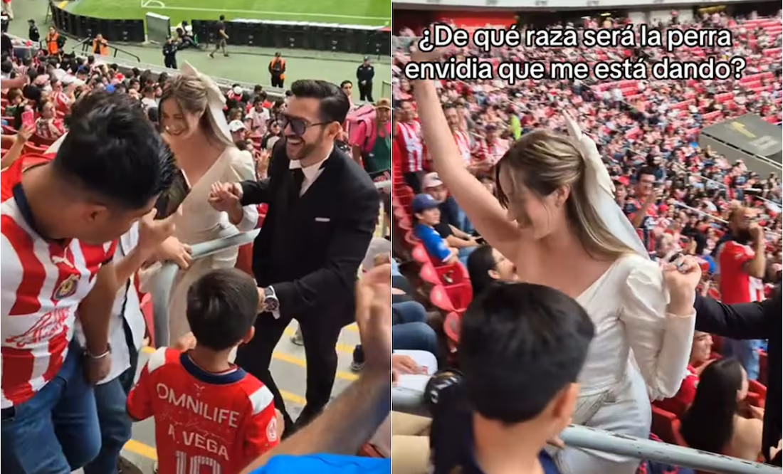 Pareja celebra su boda en partido de Chivas; el equipo tapatío compartió el momento