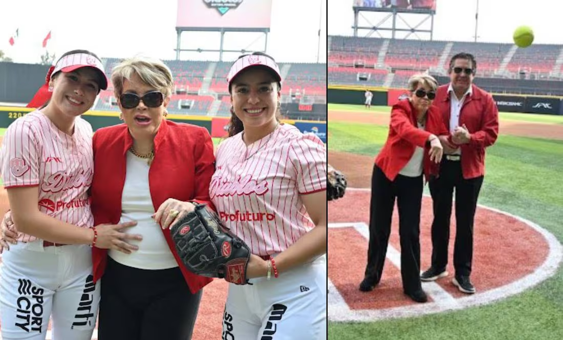 Lolita Ayala lanzó la primera bola del juego entre Diablos Rojos y el Águila de Veracruz; reaparece tras su caída de helicóptero