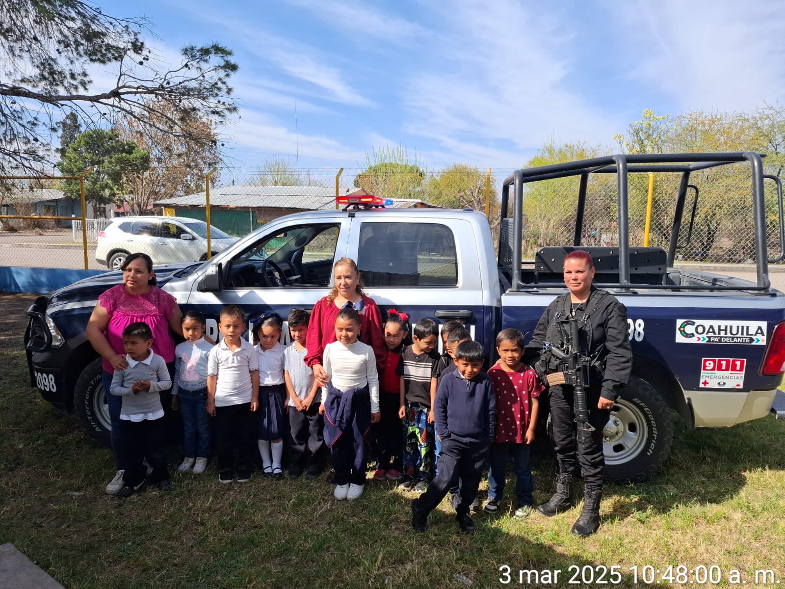 Llevan Programa «Mi Amigo Policía» a jardín de niños de Las Esperanzas.