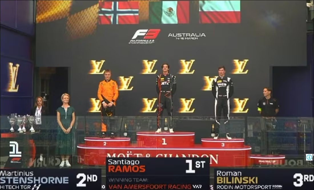 Fórmula 3: Santiago Ramos, piloto mexicano, terminó en primer lugar en Australia