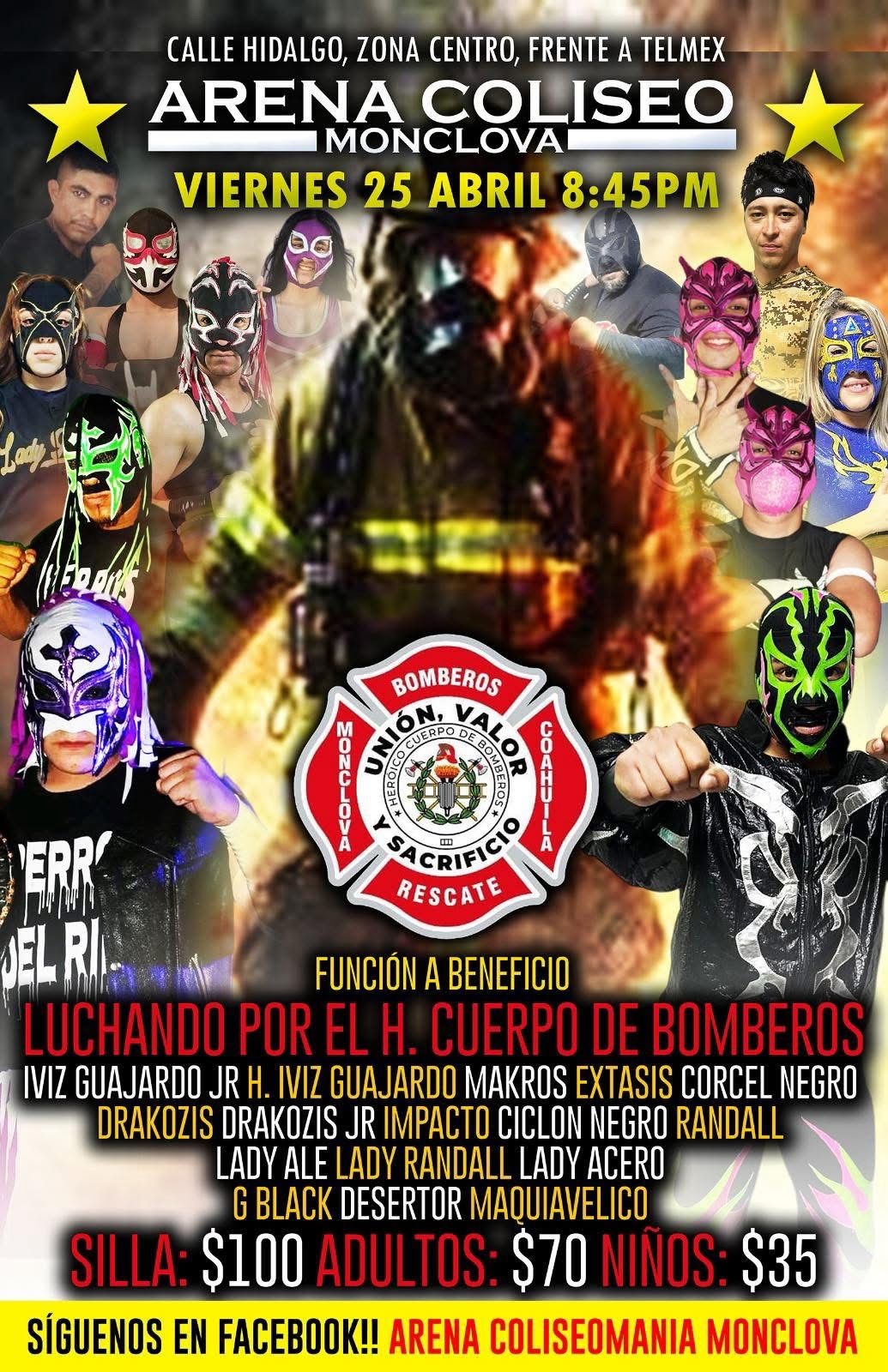 Presentarán función de lucha libre pro bomberos