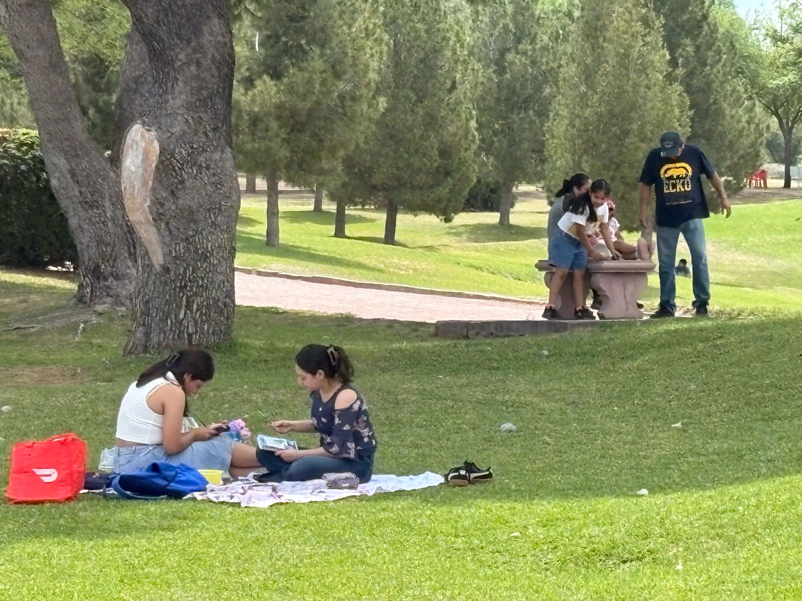 Los que vacacionan en los parques locales