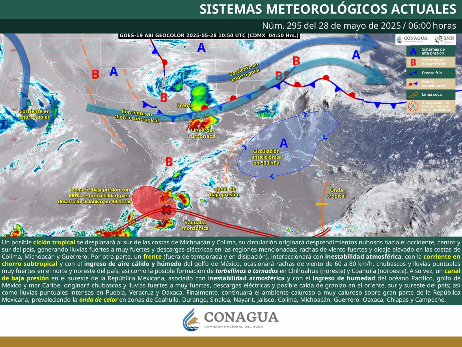 Advierten fuertes lluvias y posible formación de tornados